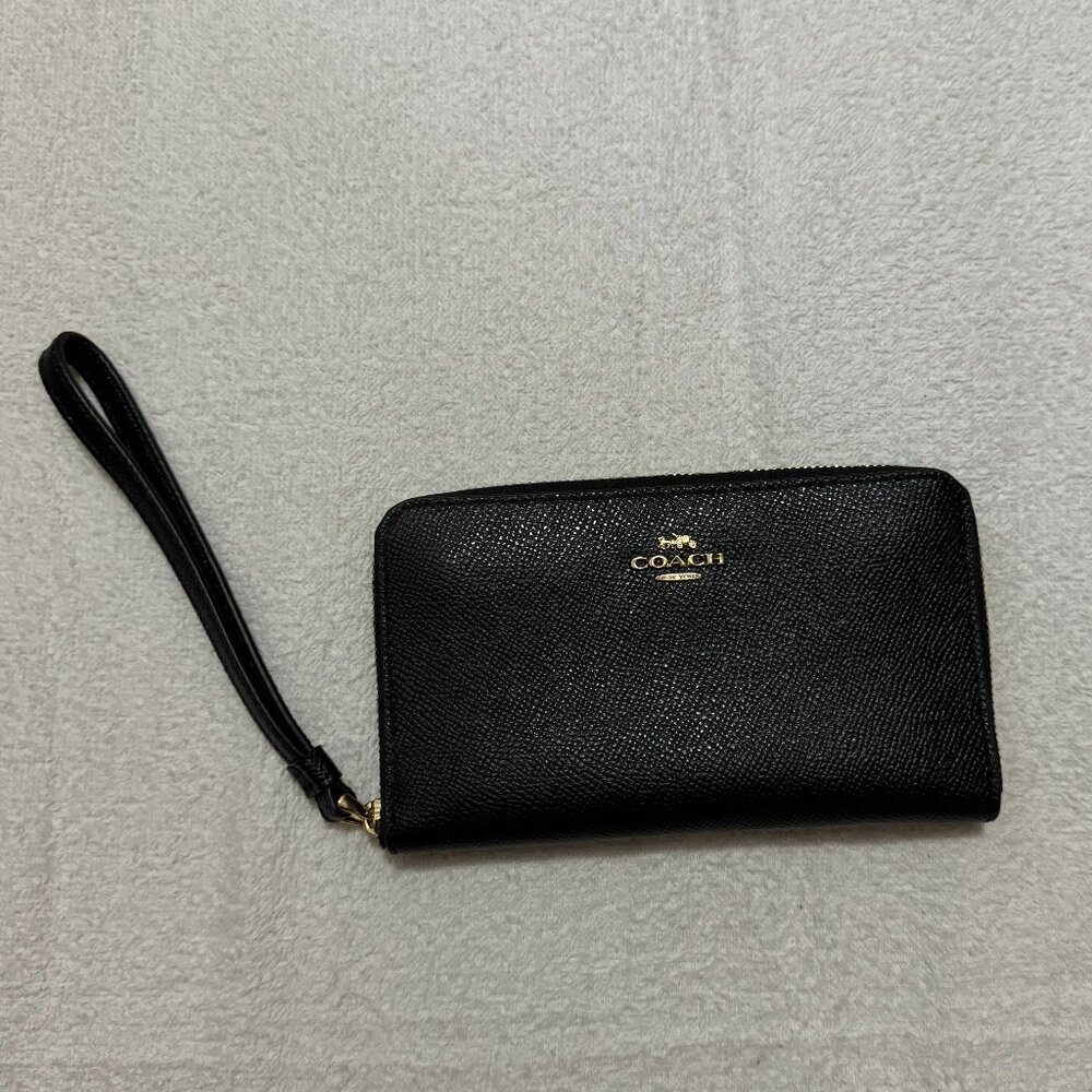 Coach Phone Wristlet Wallet, Black